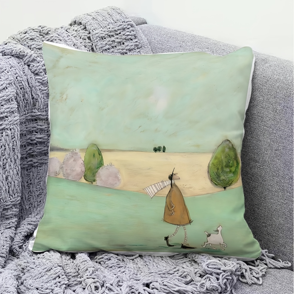 Pillow Insert 18X18 - 1pc Fashion Cartoon Printed Pillowcase, Soft