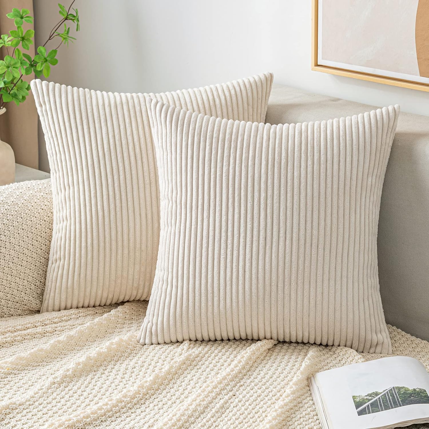 Pillow Insert 18X18 - Throw Pillow Covers Corduroy Decorative Soft
