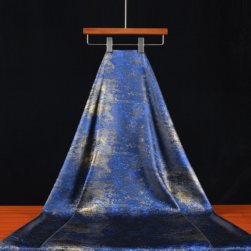 Home Textiles Usa - Retro Blue Gilded Gradient Textured Fabric,