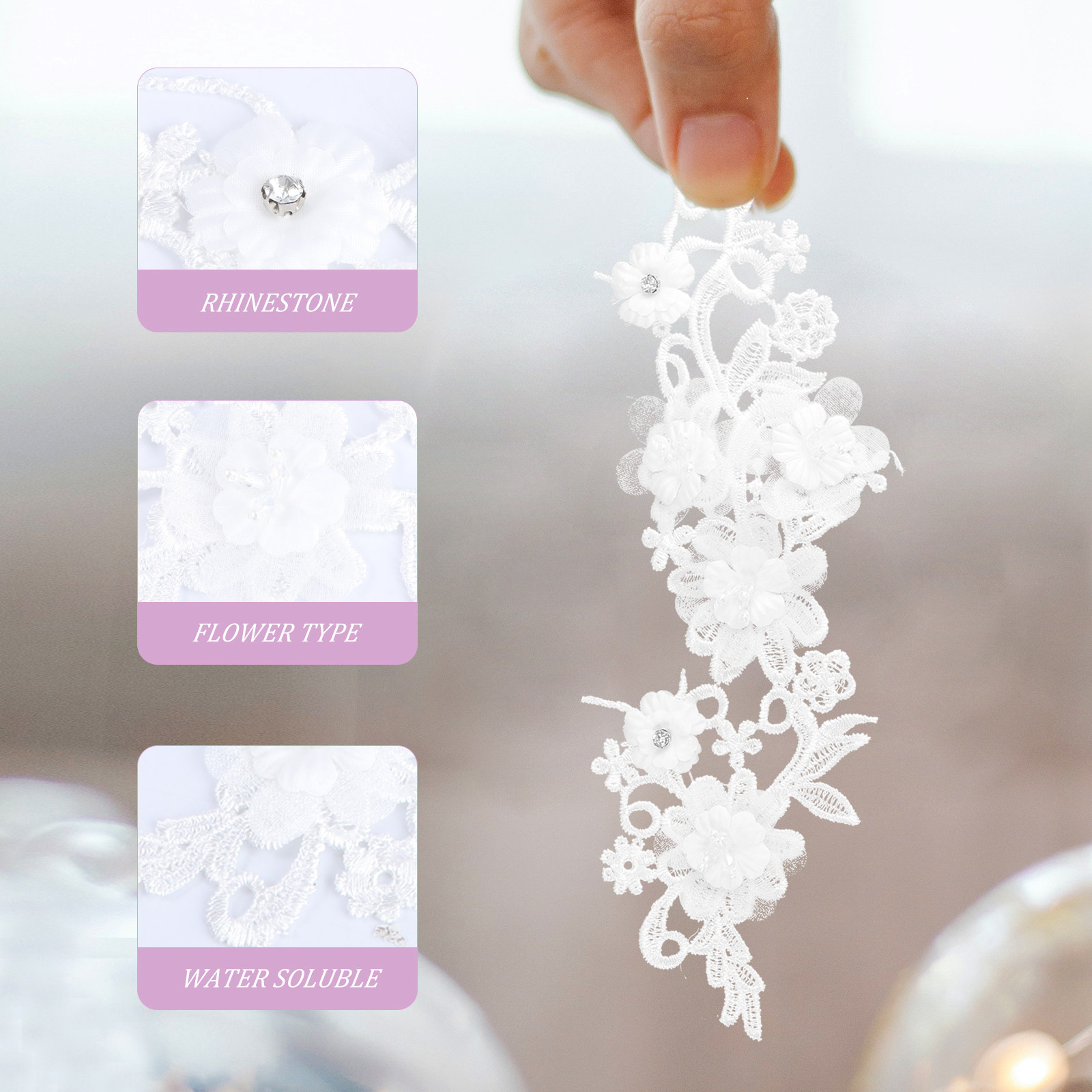 Home Textiles Premium - 1Pair Premium Polyester Flower Lace Ribbon