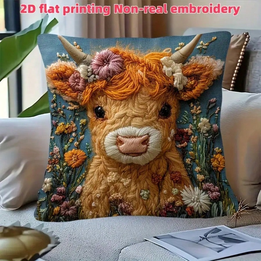 1pc Vintage Highland Cow Decor - Pillow Insert 18X18 review and price