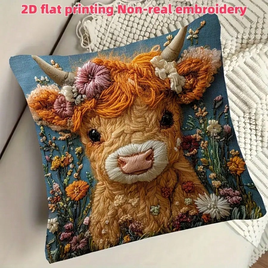 1pc Vintage Highland Cow Decor - Pillow Insert 18X18 review and price