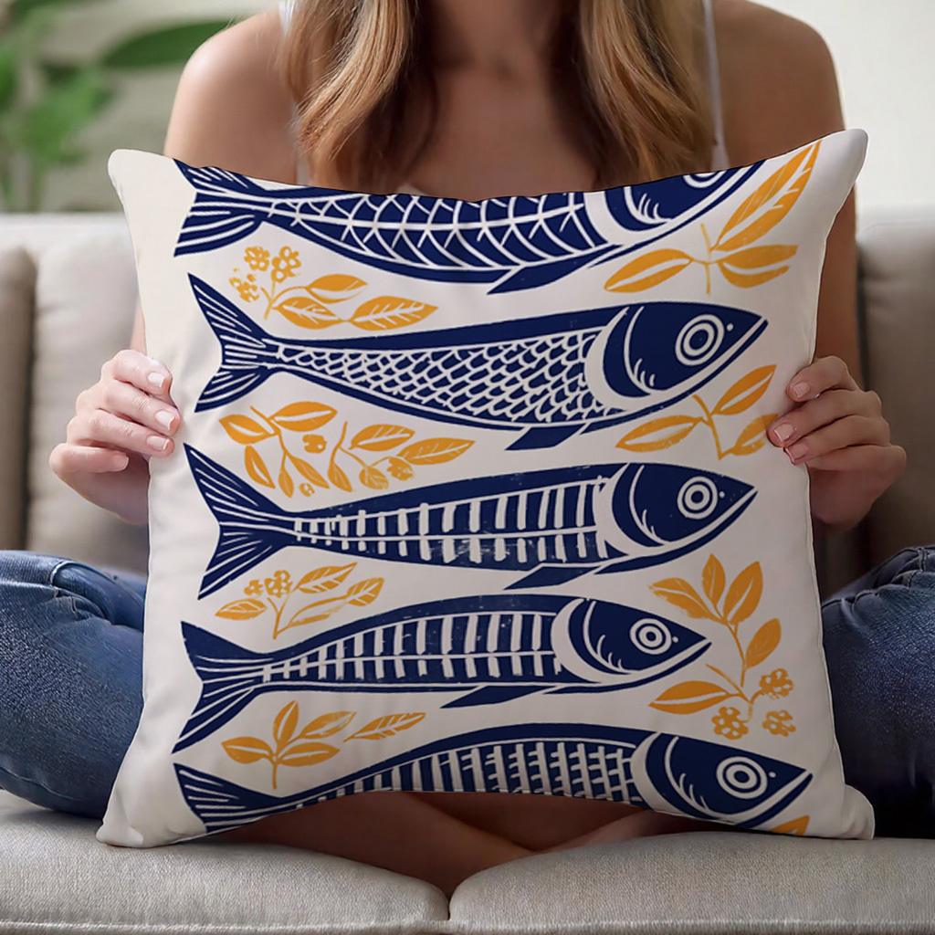 1pc Danish Woodcut Sardine Pil - Pillow Insert 18X18 review and price