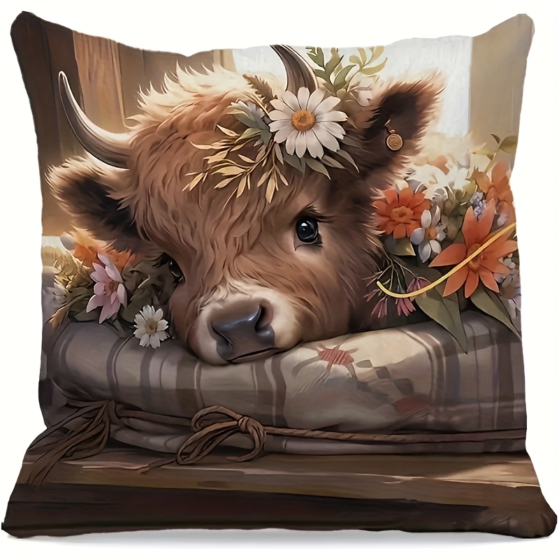 2D Flat - 1pc Highland Cow Pil - Pillow Insert 18X18 review and price