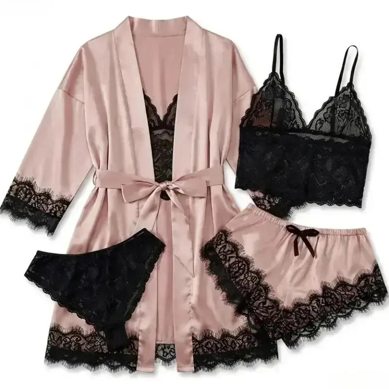 Women's 4-Piece Satin Pajama S - Home Textile review and price