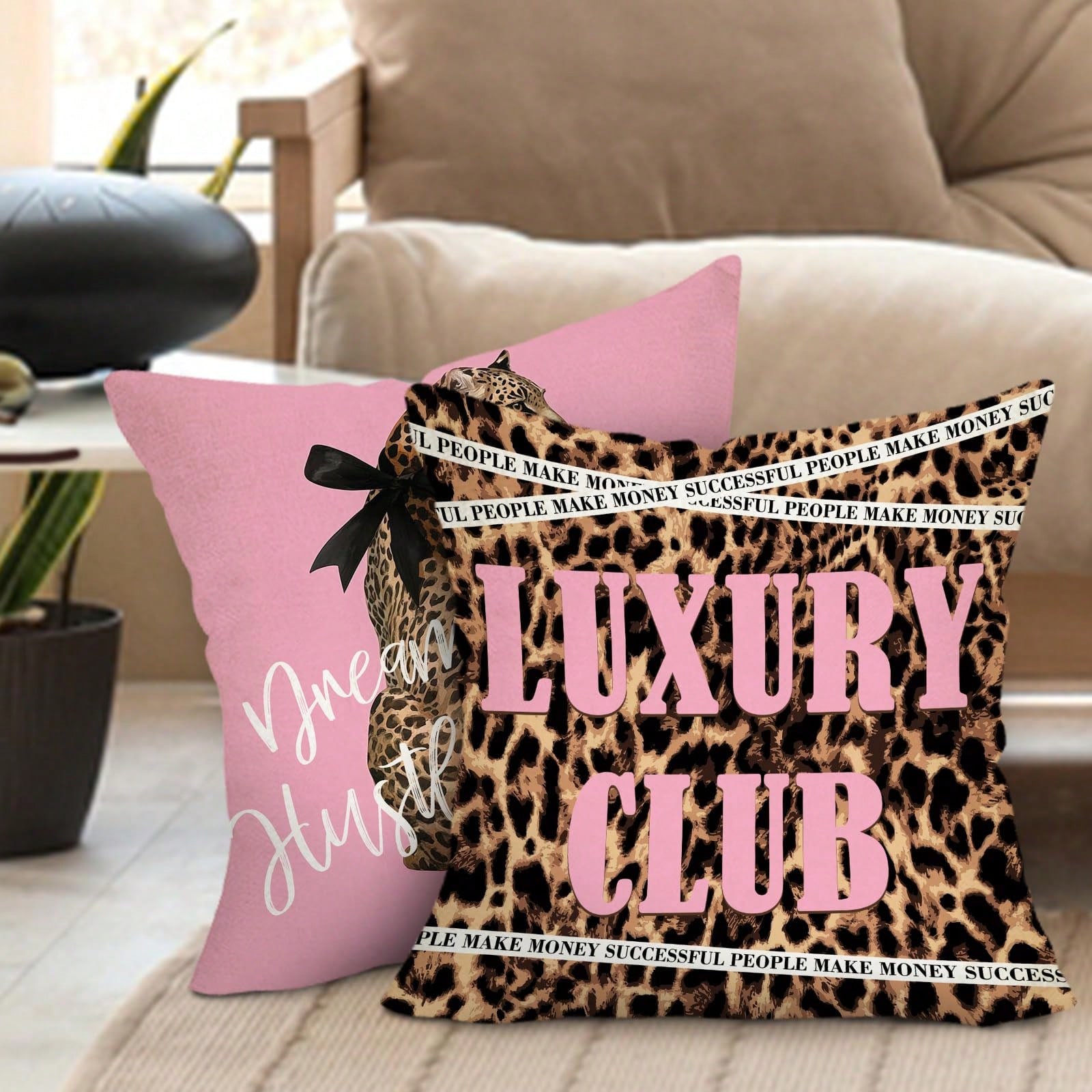 2pcs Leopard Print Pink Decora - Pillow Insert 18X18 review and price
