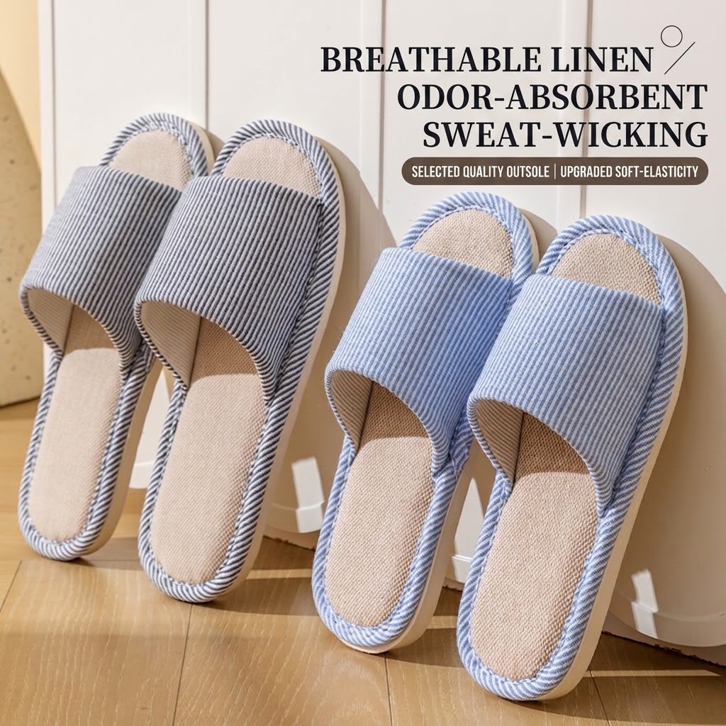 Breathable Flax Linen Slippers - Home Textile review and price