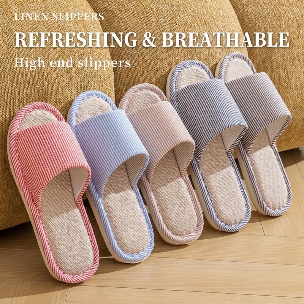 Breathable Flax Linen Slippers - Home Textile review and price