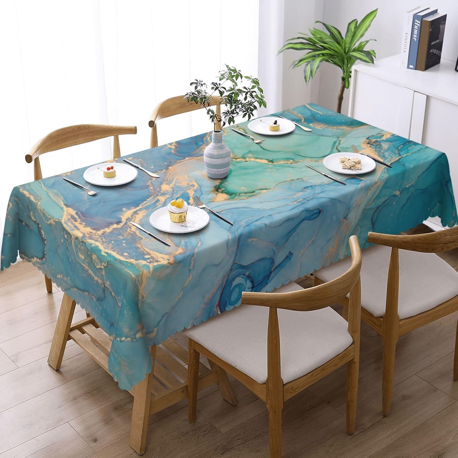 Luxury Teal Marble Fluid Table - Home Textiles Premium review and price
